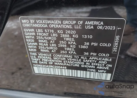 2024 Volkswagen Atlas Cross Sport 2.0T Se W/Technology z USA, uszkodzony, nr VIN 1V2KE2CA2RC200446